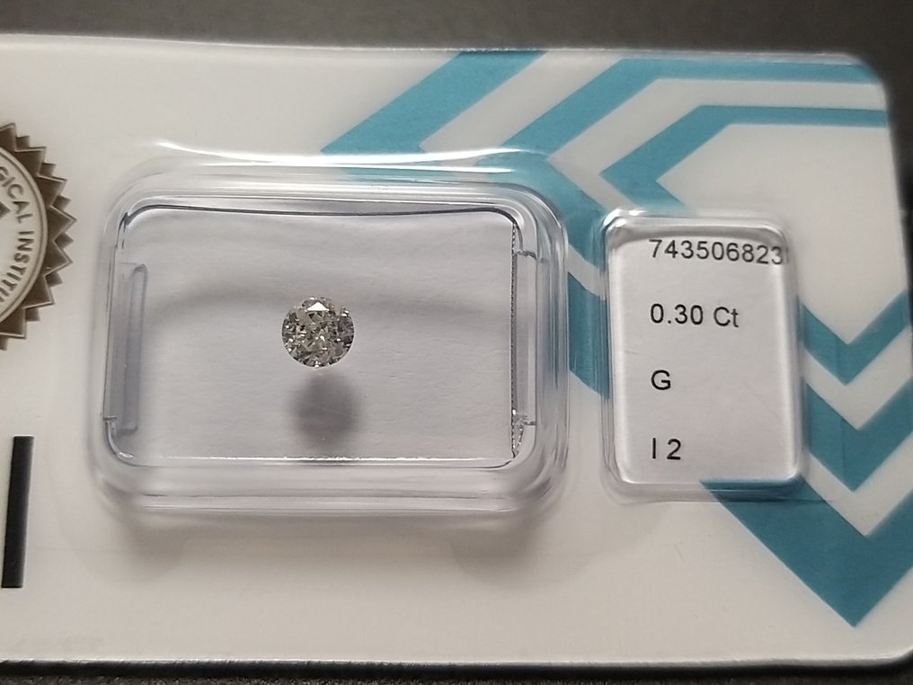 没有保留价 - 1 pcs 钻石  (天然)  - 0.30 ct - 圆形 - G - I2 内含二级 - 国际宝石研究院（IGI） #3.2