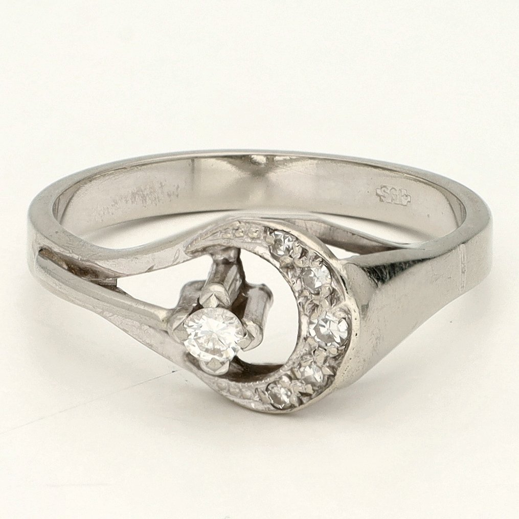 Gyűrű - 14 kt. Fehér arany Gyémánt (Természetes) #1.0