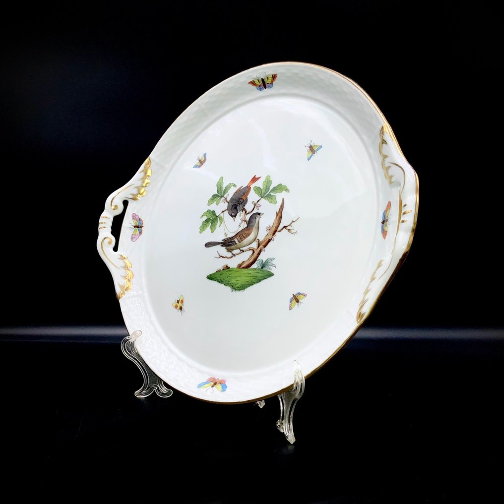 Herend - Large Round Serving Platter with Handles (31,5 cm) - "Rothschild Bird" Pattern - 大盘子 - 手工绘制瓷器 #4.3
