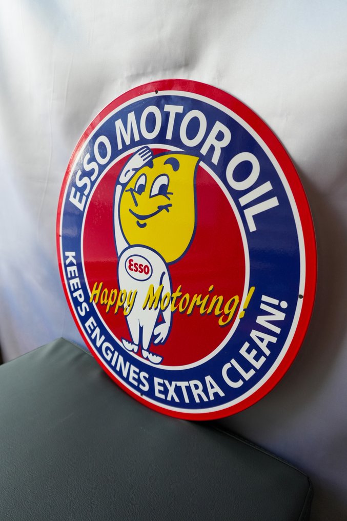 Sign - Esso - Esso Motor Oil “Happy Motoring” - Esso Drop Man Mascot – Keeps Engines Extra Clean #2.1