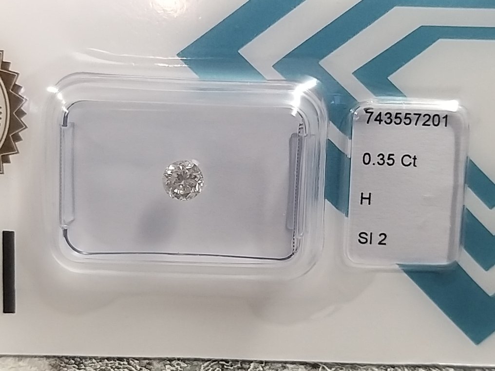 没有保留价 - 1 pcs 钻石  (天然)  - 0.35 ct - 圆形 - H - SI2 微内含二级 - 国际宝石研究院（IGI） #4.3
