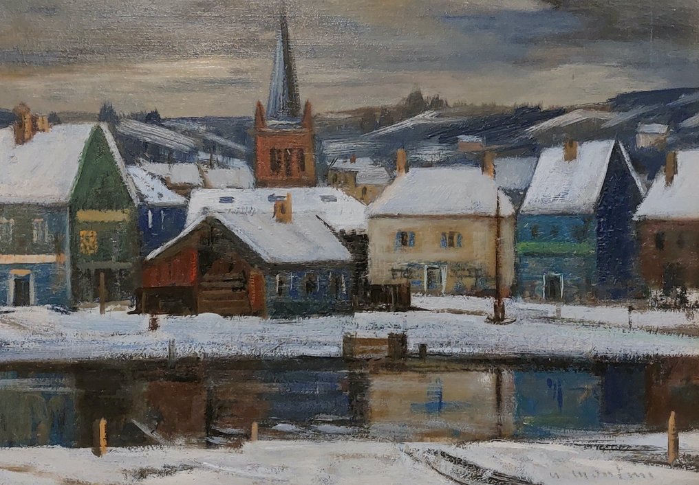 Umberto Montini (1897-1978) - Citta' olandese con canale #1.0