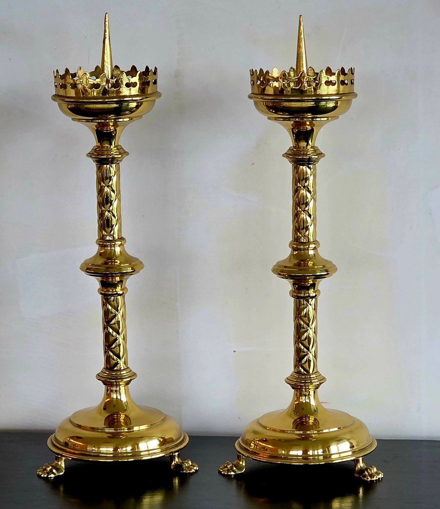一对蜡烛插 - 50 厘米 (2) - 镀金黄铜 - 1950-1960 #2.1