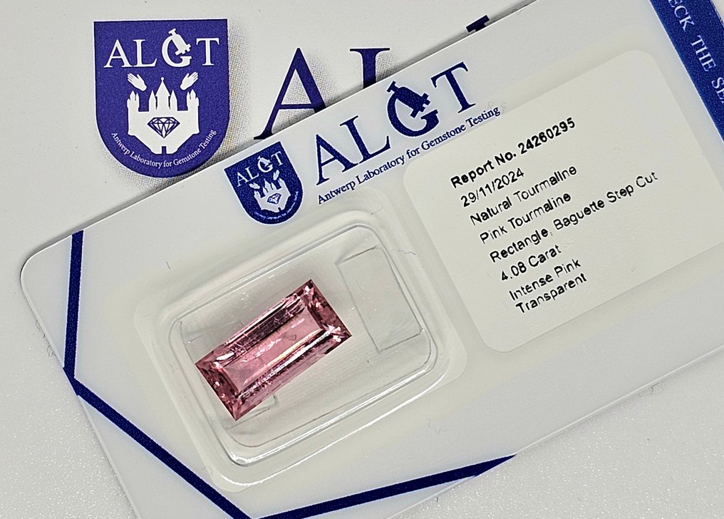 粉色 电气石  - 4.08 ct - 安特卫普宝石检测实验室（ALGT） - 美丽的碧玺！ #1.0