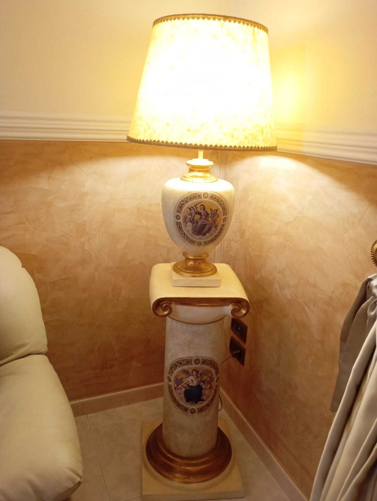 Candeeiro de pé em coluna - Porcelana, Ouro #1.0