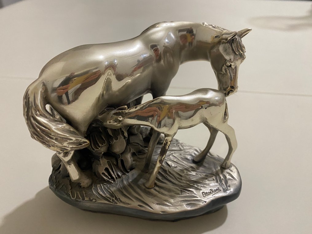 Magnitudo Artis Ottaviani - Statuette, Coppia di Cavalli - 10 cm - .800 silver #1.0