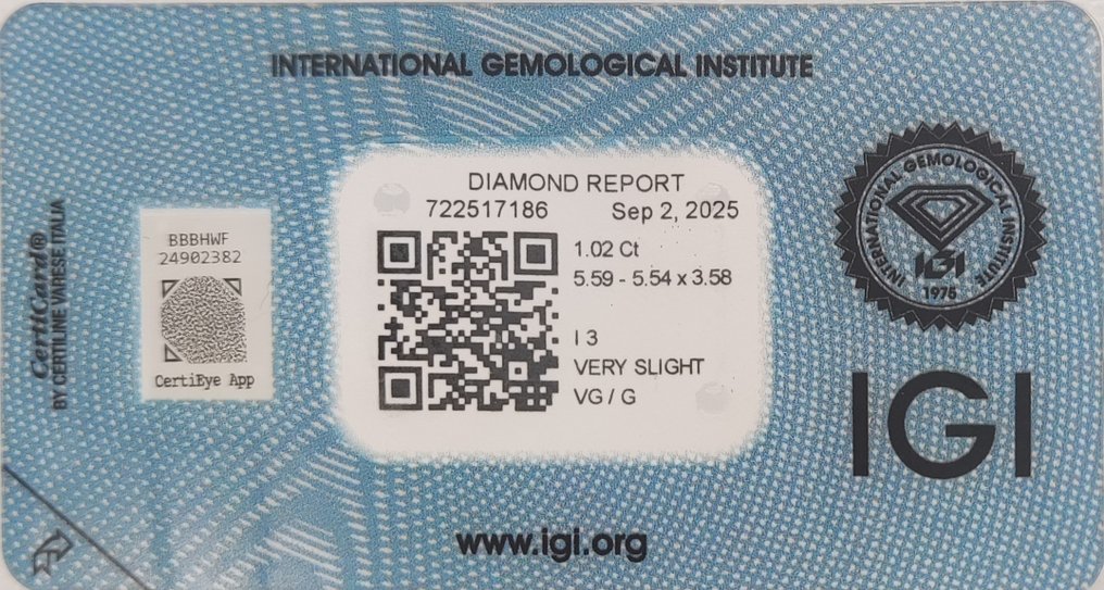 Nincs minimálár - 1 pcs Gyémánt (Természetes színű) - 1.02 ct - Párna - Light Rózsaszínes Barna - I3 - Nemzetközi Gemmológiai Intézet (IGI) #2.1