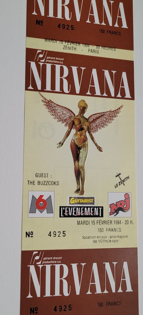 Nirvana - 官方演唱会门票 - 巴黎Le Zenith,法国 - 编号4942 - 官方(演唱会)门票 - 1994 #3.2