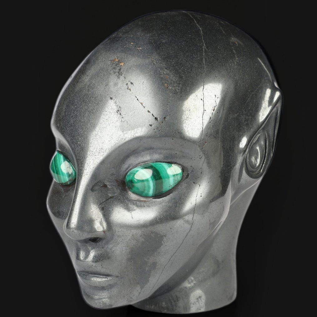 1,20公斤 XL 安德罗梅达血石精灵骷髅,配孔雀石眼睛 –– 8,9 × 6,4 × 9,0 厘米 頭骨- 1.2 kg #1.0