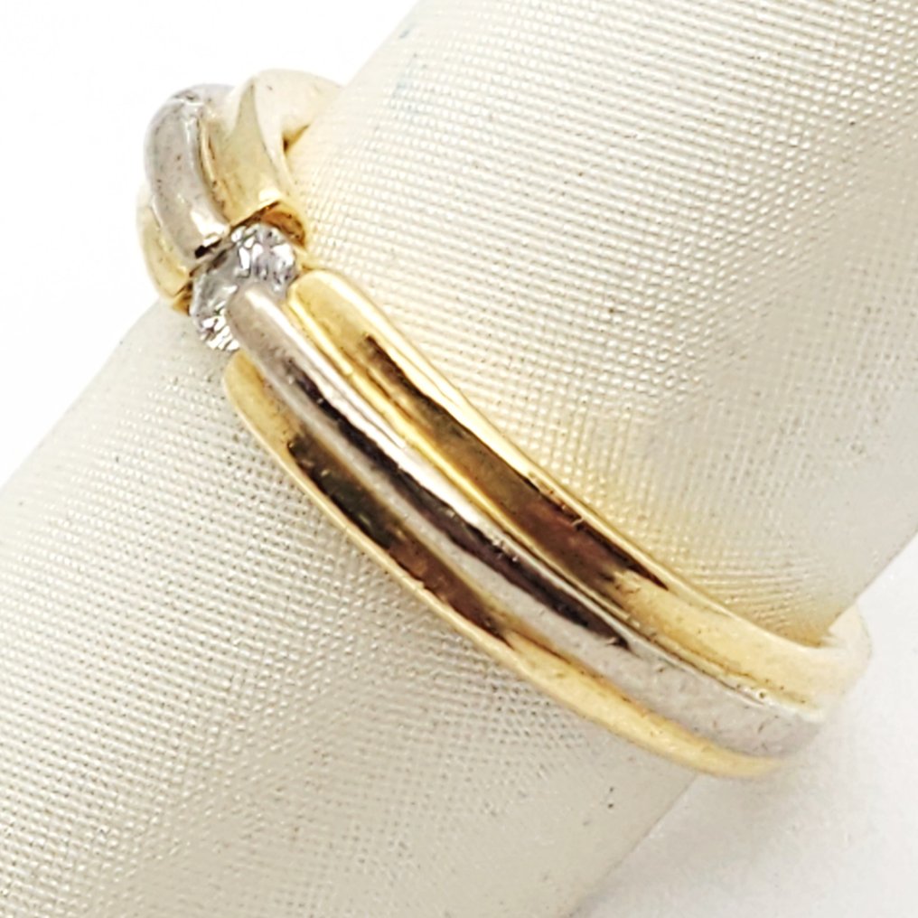 Δαχτυλίδι - 18 καράτια Κίτρινο χρυσό, Λευκός χρυσός -  0.10ct. tw. Διαμάντι (Φυσικό)  #2.1