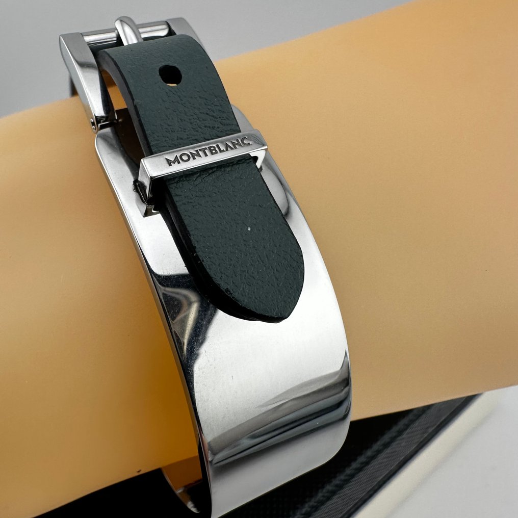 Montblanc - Τύλιξέ με σε ατσάλι και πράσινο δέρμα. Ρυθμιζόμενο μέγεθος. - Βραχιόλι #3.2