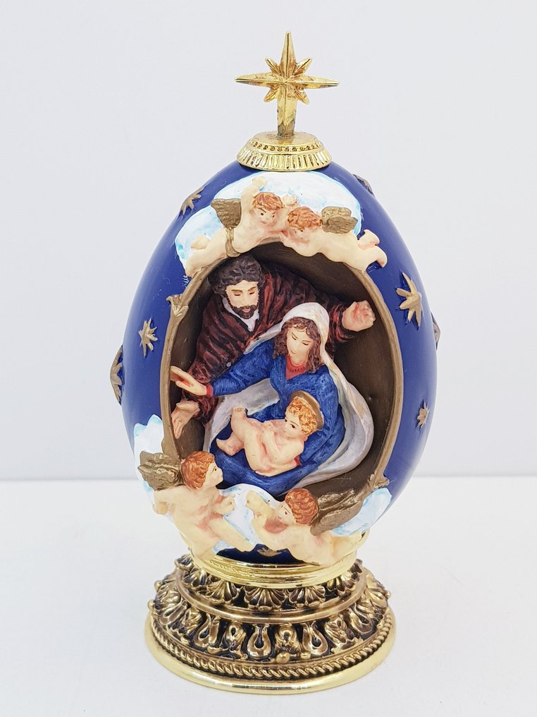 法贝热鸡蛋 - Fabergé/Franklin Mint ''The Nativity'' with COA, original polystyrene and outer box - 瓷, 镀金 #1.0