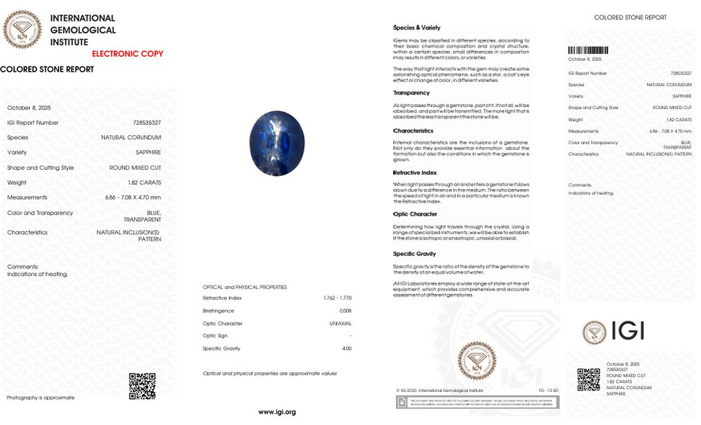 1 pcs 蓝色 蓝宝石 - 1.82 ct - 国际宝石研究院(IGI) - 免运费 #4.3