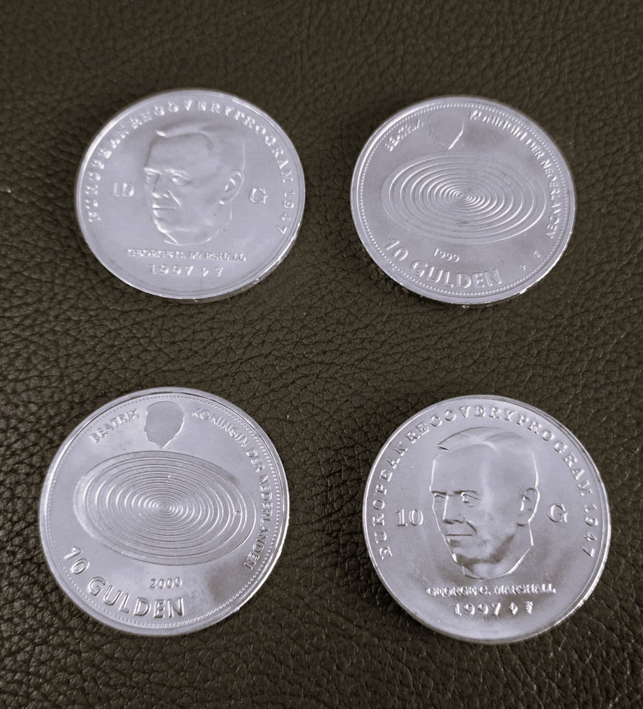 Ολλανδία. 10 Gulden 1997 George C Marchall/1999-12 Ellipsvormige ringen. 4 stuks (χωρίς τιμή ασφαλείας) #2.1