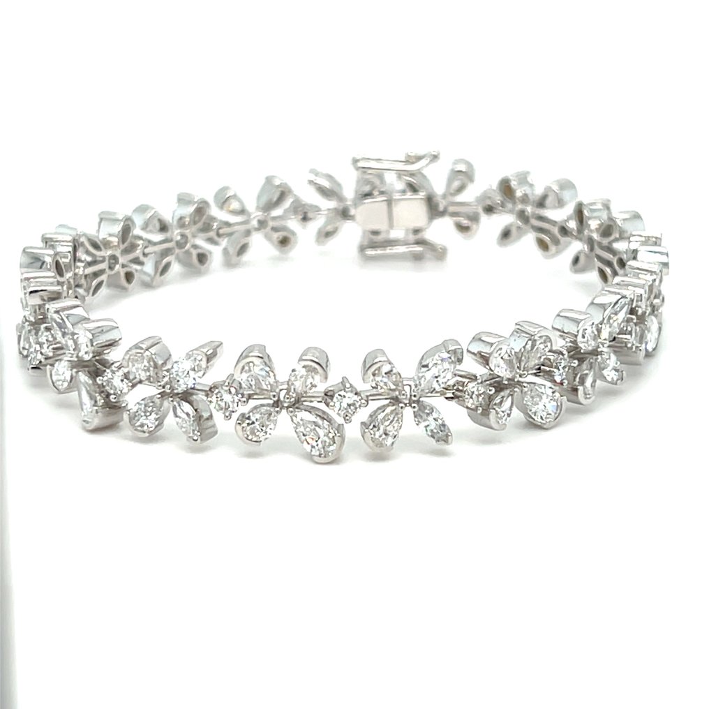 手镯 - 14K包金 白金 -  7.43ct. tw. 钻石 (实验室培育) #1.0