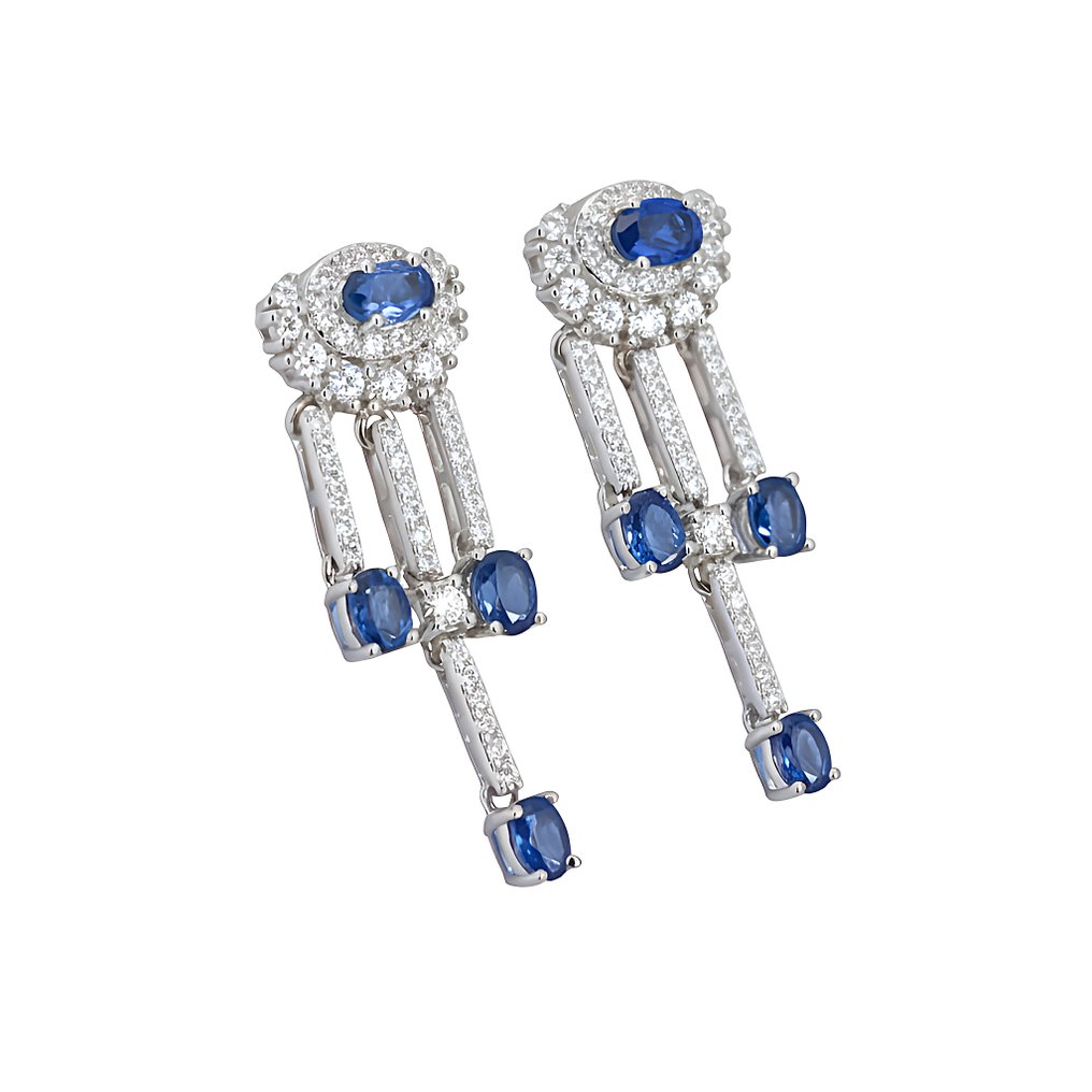 没有保留价 - 耳环 Gold-plated 蓝宝石 - 黄宝石 - 18kt 金镀 #2.1