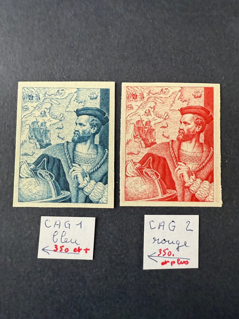 法國  - 实验性小标签 Yvert CaG 1-2 "Cartier" 全新 ** - TB #1.0