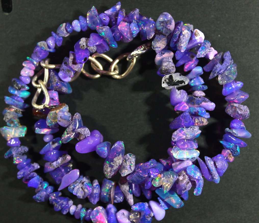 Novidade! Ct. 64,40 Colar de Opala Etíope Violeta - Perline Freeform com Matriz- 12.88 g #1.0