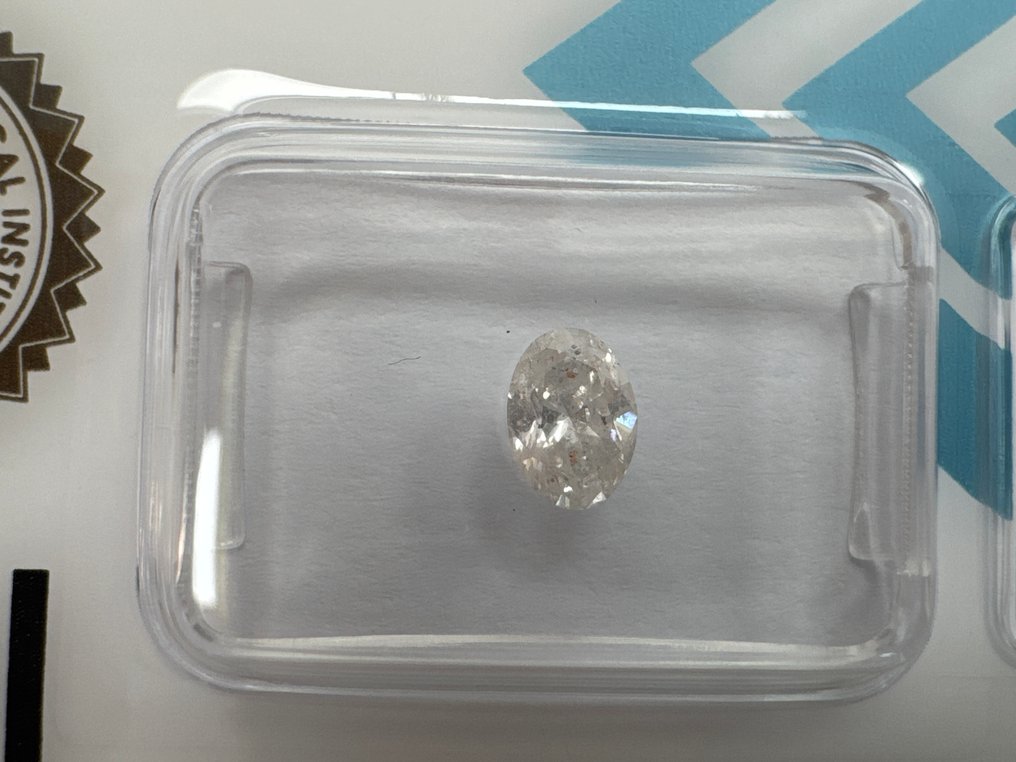 No reserve price - 1 pcs Diamond (Natural) - 0.51 ct - Oval - F - I2 - International Gemological Institute (IGI) #1.0