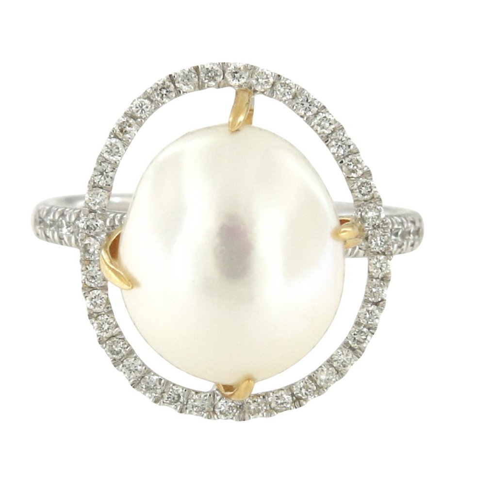 Mimi - 戒指 - 18K包金 白金, 玫瑰金 - 0.32ct. tw. 珍珠 - 钻石 #1.0