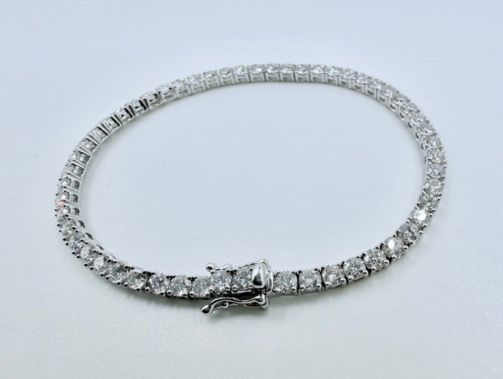 网球手链 - 14K包金 白金 -  5.07ct. tw. 钻石 (实验室培育) #2.1