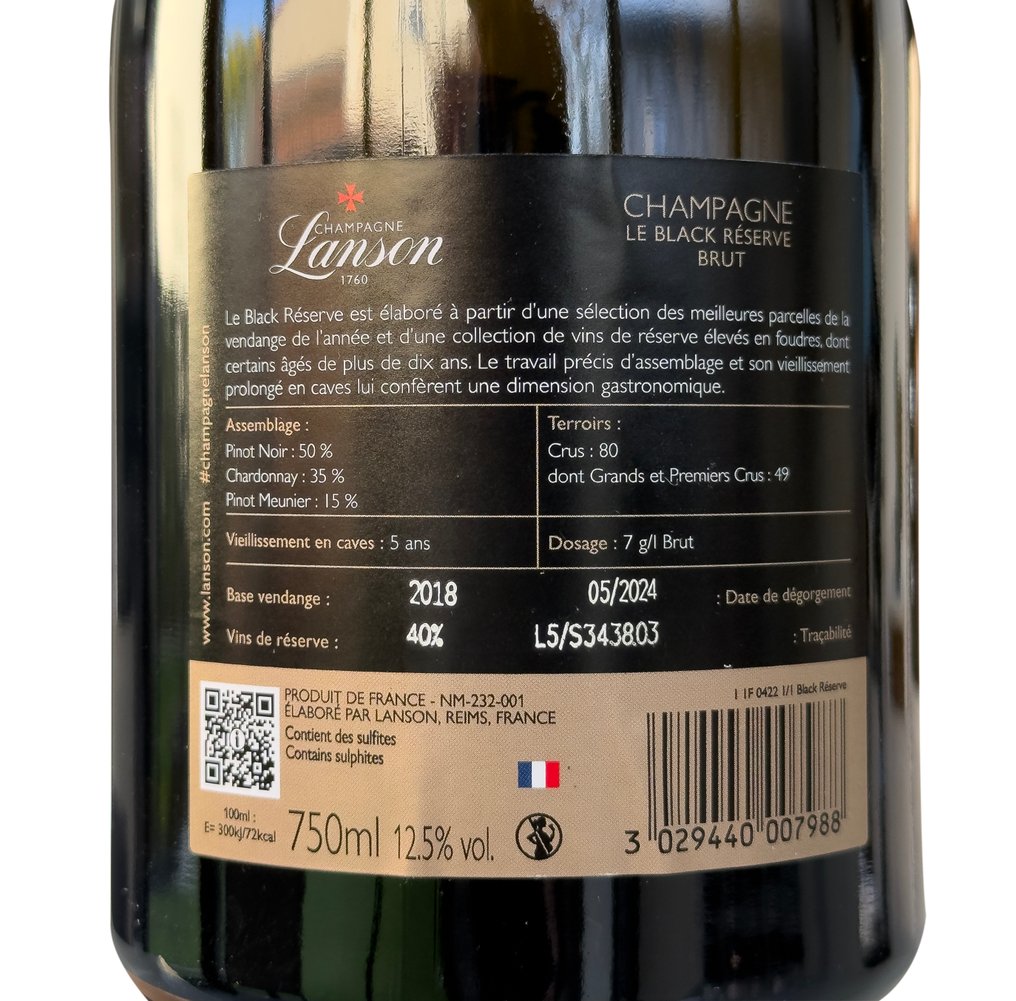 Champagne Lanson, "Le Black Réserve " - Champagne - 6 Bottles (0.75L) #3.2