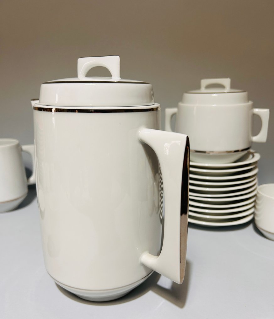 Lazeyras Limoges - B & C (Bernardaud & Cie) - Kahviastiasto (27) - Platinum Trim - Hieno ranskalainen posliini - mint condition #2.1