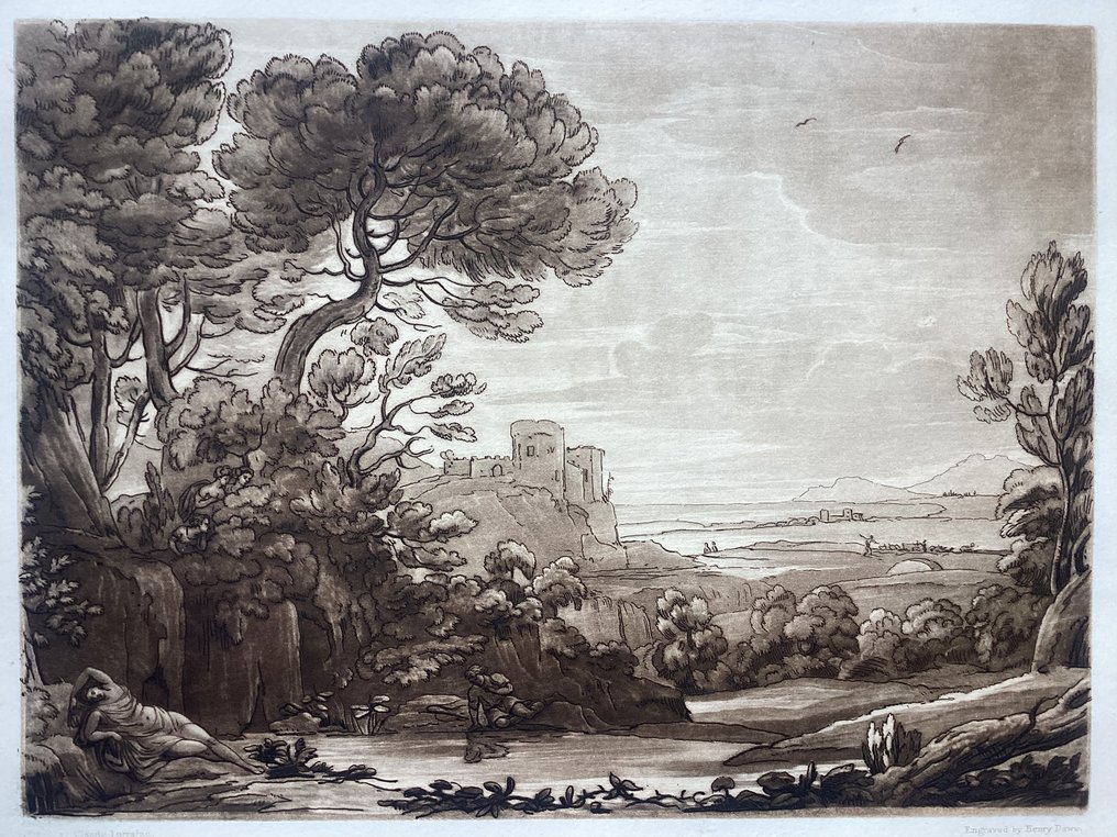 義大利 - 蒂沃利; After Claude Lorrain (1600-1682) - View of Tivoli (Latium) - After Liber Veritatis: Plate 17 - 1821-1850 #1.0