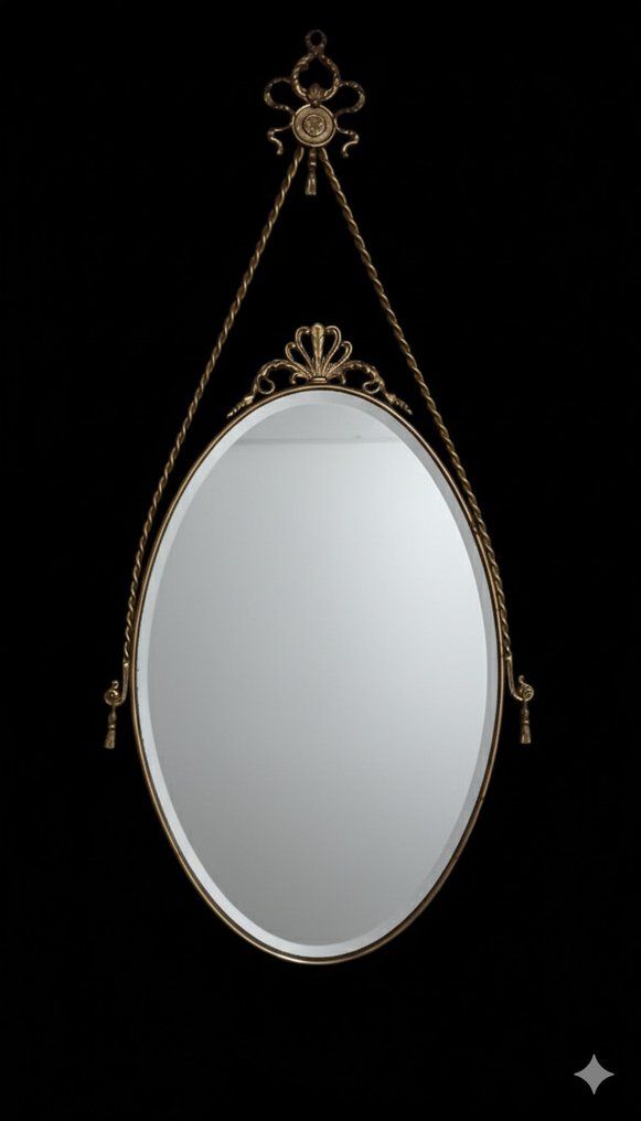 Vægspejl - Forgyldt messing - Ovalt spejl #1.0