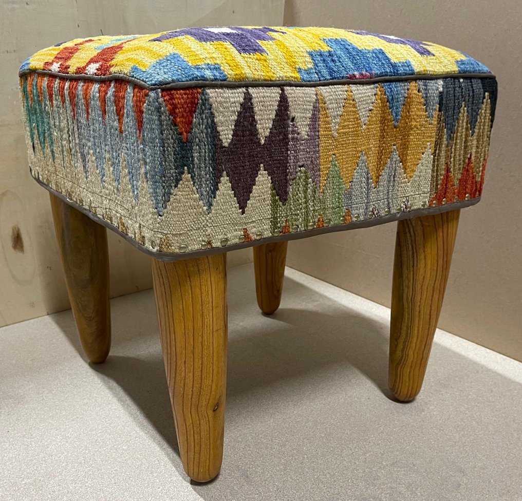 Κελίμ ποφ - χειροποίητο - αχρησιμοποίητο - μαλλί - πολύχρωμο κελίμ - καινούργιο - αχρησιμοποίητο - Χαλί - 45 cm - 45 cm #1.0