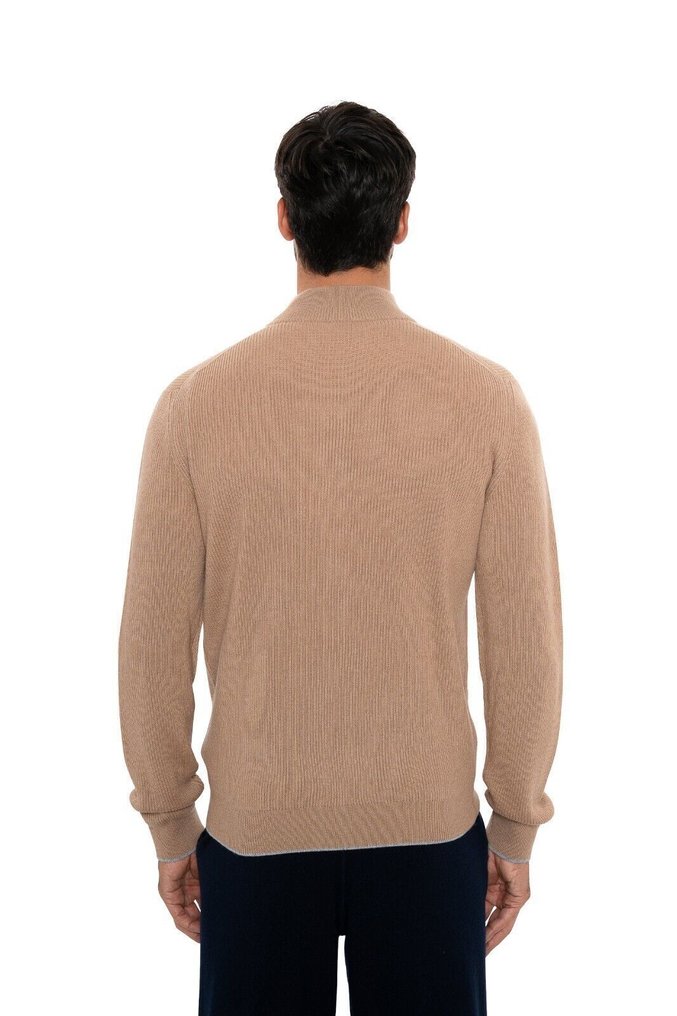 FEDELI 2200€ FEDELI "One Open" Beige Cardigan Sweater Zip 100% Cashmere - 50 IT - Cardigan - New with tags #2.1