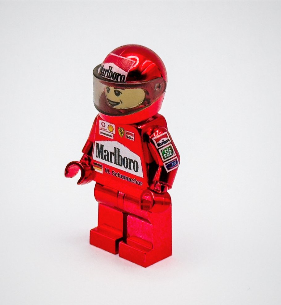 Lego Μίνι φιγούρα - DC Comics, Racers - Chrome Ref Plated M Schumacher MiniFigure F1 official customized Lego parts !! #1.0