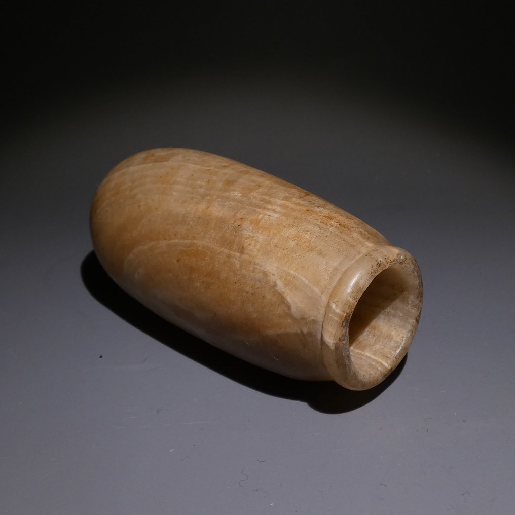 Egiptul Antic Alabastru Vas. 9 cm H. Regatul Vechi, Dinastiile a III-a - a VI-a, 2686 - 2181 î.Hr. #1.0