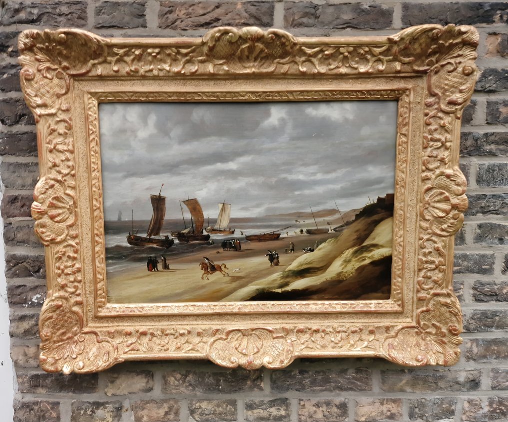 Simon Jacobz de Vlieger (1601-1653),, Κύκλος του/της - Strandgezicht met schepen #3.2