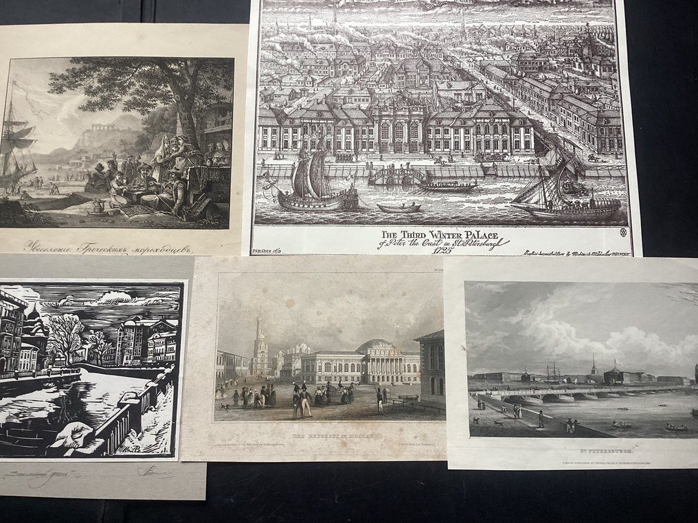 Russia - St Petersburg, Moscow, Caucasus; Various artists - 5 assorted views of Russia (5) - 1881-1900 #1.0