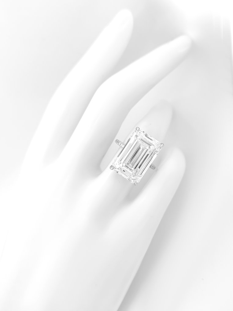 Sormus - 14 kt. Valkokulta -  15.21ct. tw. Timantti (Laboratoriossa kasvatettu) - Timantti - IGI Certified #3.2