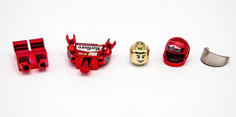 Lego Μίνι φιγούρα - DC Comics, Racers - Chrome Ref Plated M Schumacher MiniFigure F1 official customized Lego parts !! #3.2