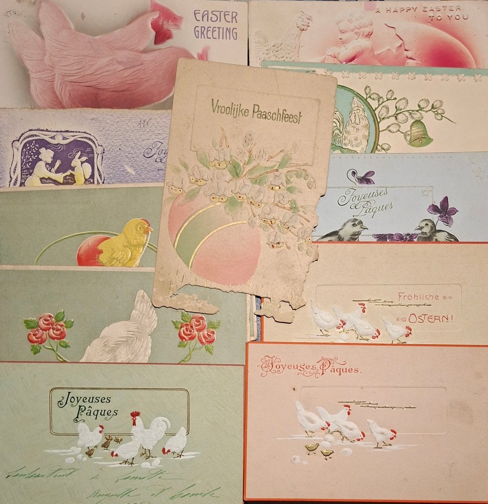 欧洲 - 复活节 - 动物、花朵、复活节贺卡，新年快乐（立体） - 明信片 (54) - 1900-1940 #1.0