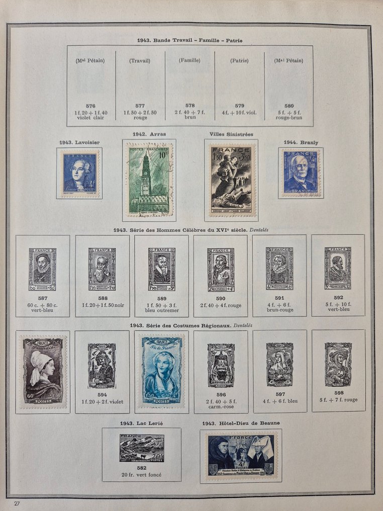 法国 1940/1959 - 470号至1229号之间的半现代TP收藏,全新*和Obl,贴在集邮簿上。 - Yvert #4.3