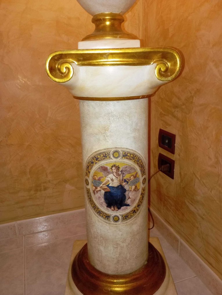 Candeeiro de pé em coluna - Porcelana, Ouro #1.0