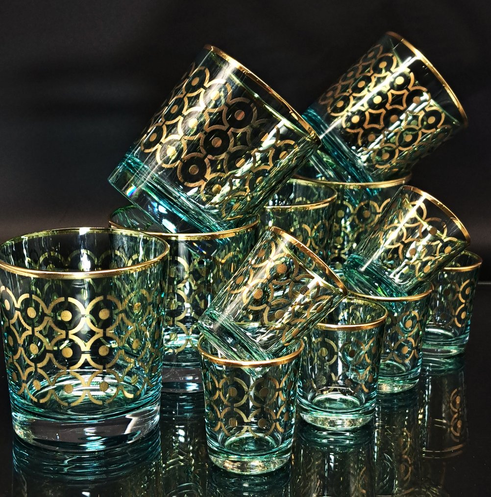 Artemisia - Bicchiere (12) - Whisky e Shot" Spensierati" - Cristallo, oro 24kt #1.0