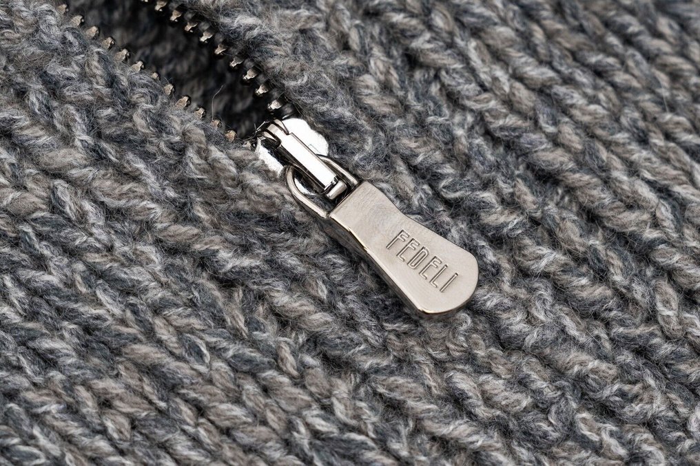 FEDELI "Favonio" RRP 2000€  Gray Cardigan Sweater Zip 100% Cashmere - 50 IT - Jumper - New with tags #4.3