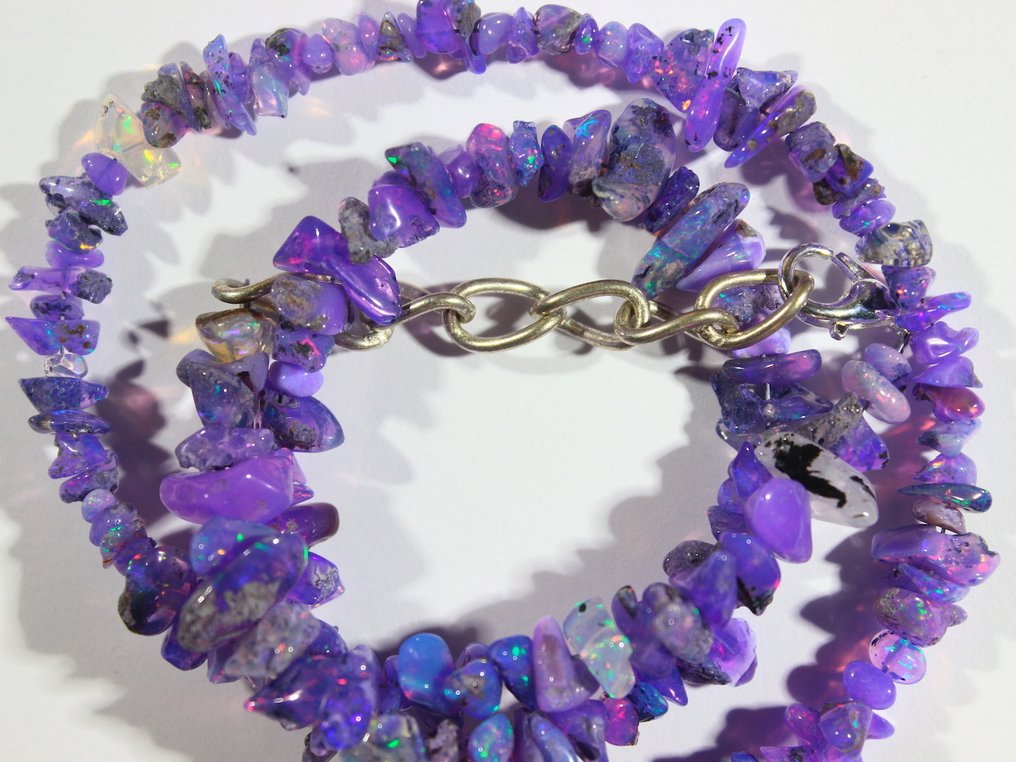 Novidade! Ct. 64,40 Colar de Opala Etíope Violeta - Perline Freeform com Matriz- 12.88 g #2.1