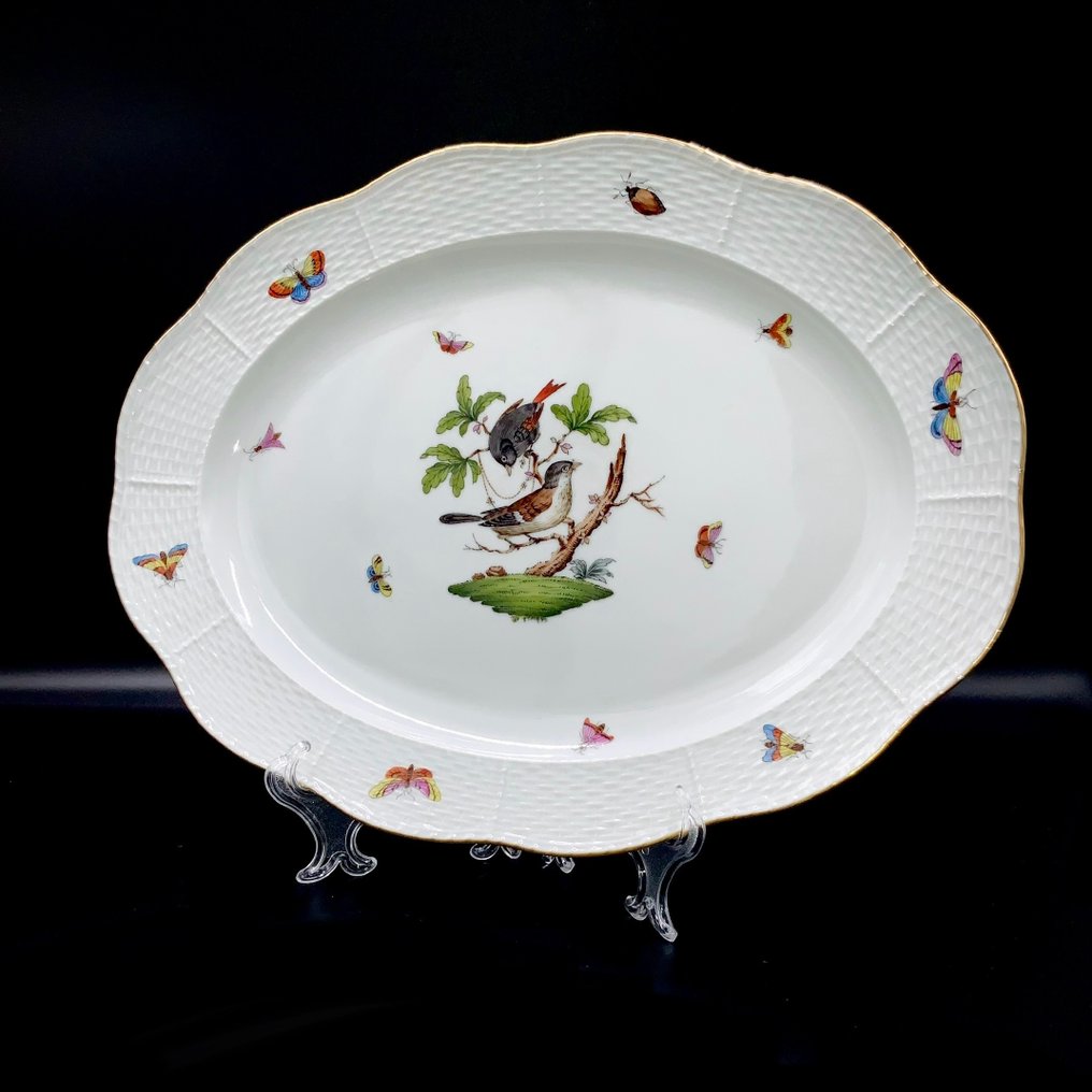 Herend - Exquisite Large Serving Platter (37 cm) - "Rothschild Bird" Pattern - Servierplatte - Handbemaltes Porzellan #3.2