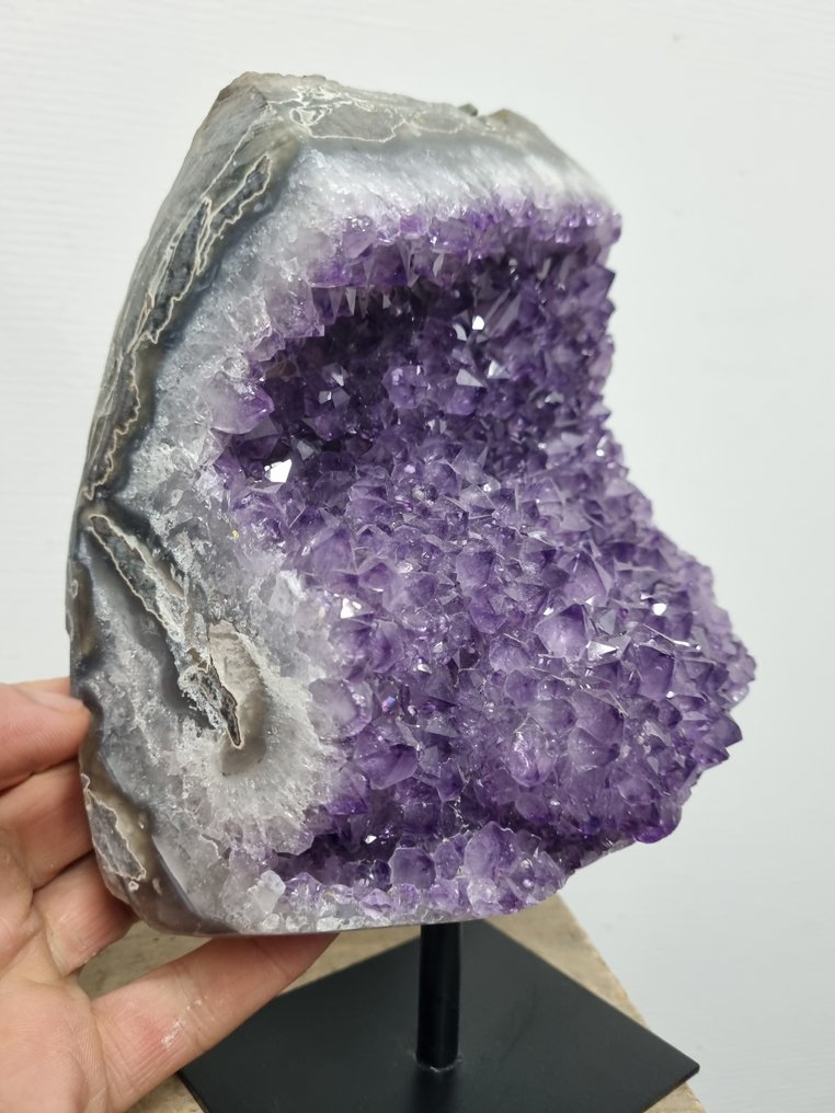 HQ Amethyst geode on luxury steel stand - Height: 225 mm - Width: 145 mm- 2.71 g #3.2