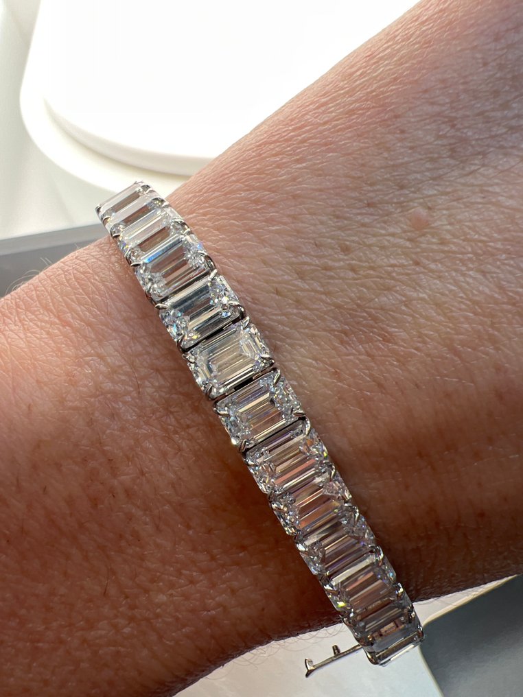 手镯 - 14K包金 白金 -  39.10ct. tw. 钻石 (实验室培育) #2.1