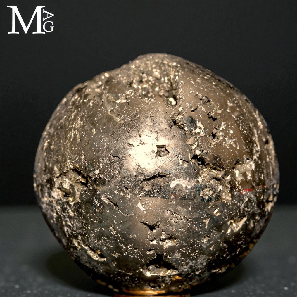 Pyritkugle - Huanzala-minerne - Samlerprøve - Højde: 59 mm - Bredde: 59 mm- 438 g #2.1