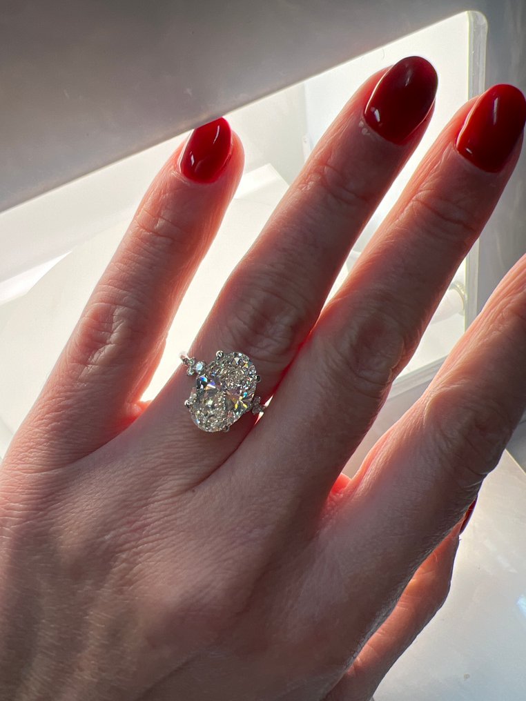 Zonder minimumprijs - Ring - 14 karaat Witgoud - 5.27ct. tw. Diamant (Lab-grown) - Diamant #2.1