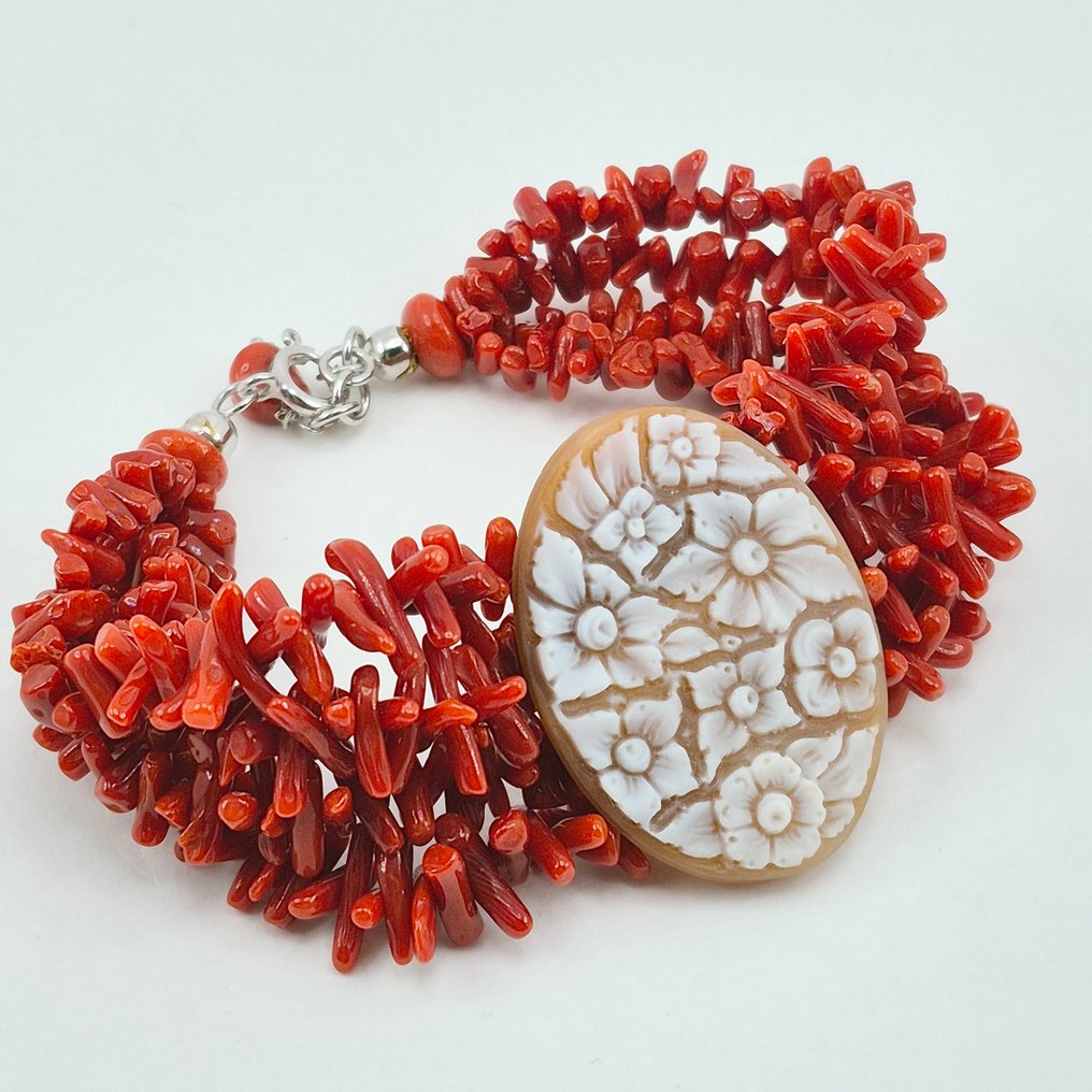 Κοράλλι αίματος - Ασημί - Βραχιόλι - CORALLO MEDITERRANEO #1.0