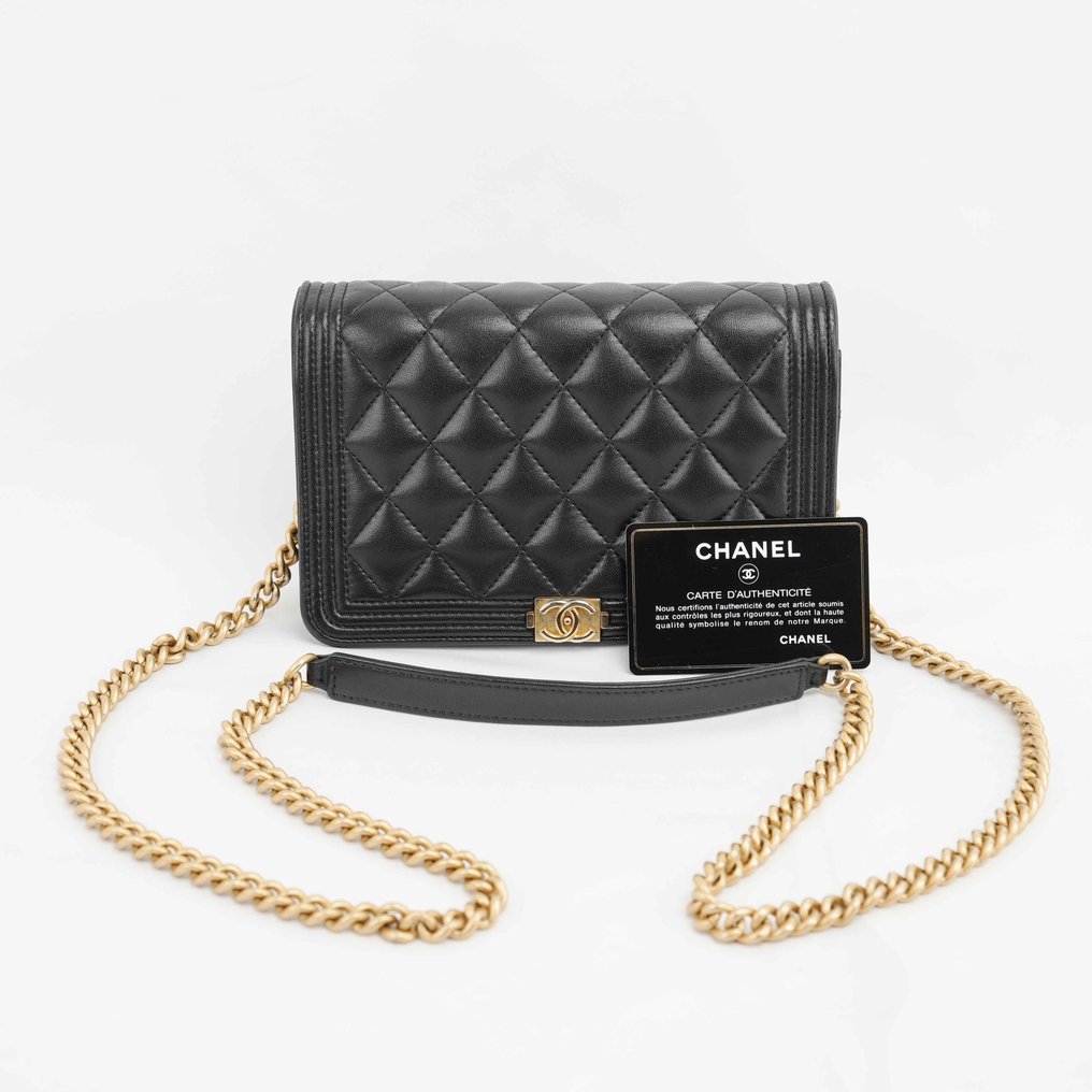 Chanel - Chanel Boy Wallet on Chain (WOC) in Black Quilted Lambskin – Gold-Tone Hardware - 挂肩式皮包 #1.0